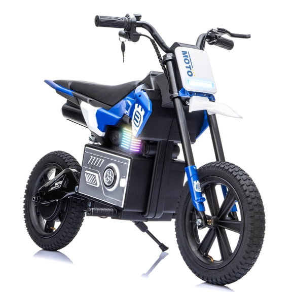 HOTJOY 36V Electric Dirt Bike for Kids, 500W Off-Road Electric Motorcycle, High/Low Speed Switch, Rear Brake & Suspension, Up to 15.5 MPH, 14" Inflatable Tires, Ages 6-12 - Blue