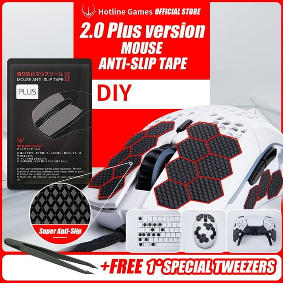 HOTLINE GAMES 2.0 Plus DIY Hexagon Version Anti-Slip Grip Tape for Gaming Mouse, Easy Install