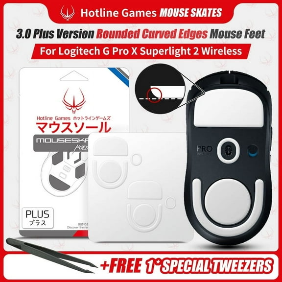 HOTLINE GAMES 3.0 PLUS Mouse Feet Skates For Logitech G PRO X Superlight 2 Wireless Gaming Mouse, 2Sets