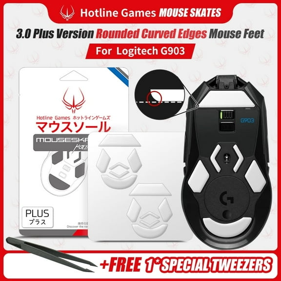 HOTLINE GAMES 3.0 PLUS Mouse Feet Skates For Logitech G903 Wireless Gaming Mouse, 2Sets