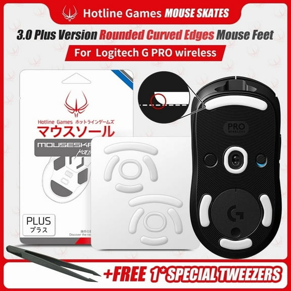 HOTLINE GAMES 3.0 PLUS Mouse Feet Skates For Logitech GPRO Wireless / GPW Gaming Mouse, 2Sets