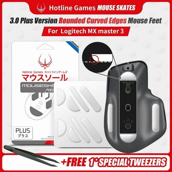 HOTLINE GAMES 3.0 PLUS Mouse Feet Skates For Logitech MX Master 3,3S Wireless Gaming Mouse, 2Sets