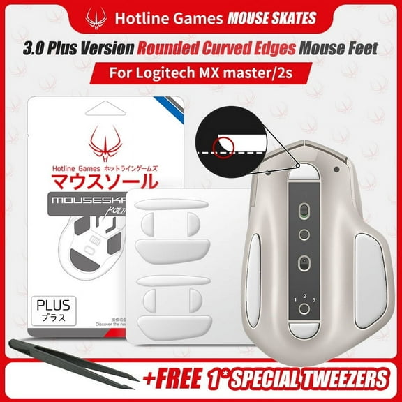HOTLINE GAMES 3.0 PLUS Mouse Feet Skates For Logitech MX master Wireless Gaming Mouse, 2Sets