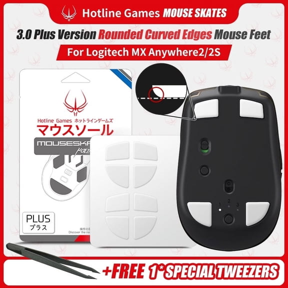HOTLINE GAMES 3.0 PLUS Mouse Feet Skates For MX Anywhere2,2S Wireless Gaming Mouse, 2Sets