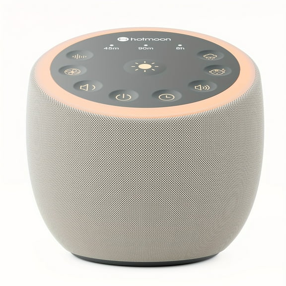 HOTMOON White Noise Machine/3 Modes (Rain, Ocean, Wind)/8 Sound Levels/USB-Powered Portable/Compact Beige/Sleep, Relax, Office, Travel/Sleep Aid Device/Modern Aesthetic/Durable Construction