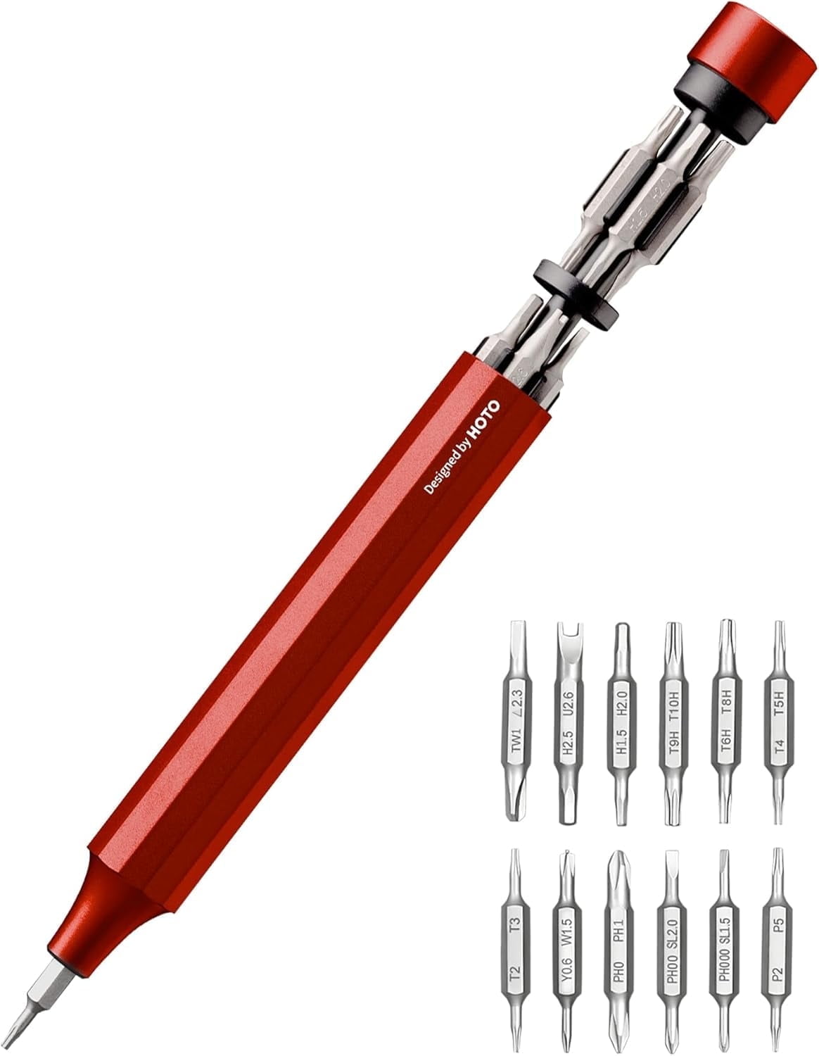HOTO 24 in 1 Precision Screwdriver Set, Pen Shape Mini Manual Screwdriver - Red