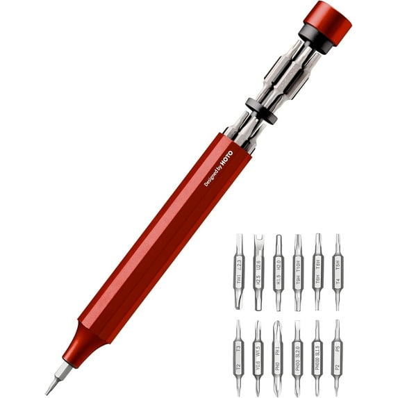 HOTO 24 in 1 Precision Screwdriver Set, Pen Shape Manual Screwdriver - Red