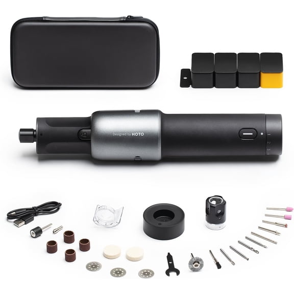 HOTO 35-in-1 Cordless Rotary Tool Kit, Strong Motor, 25000RPM 5 Variable Speed Powerful Engraving Pen, LED Light, Ideal for 3D Printing Sanding, Polishing, Drilling, Carving, Cutting DIY Crafts