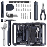 HOTO 40-Piece Tool Set, Household Tool Kits, LED Electric Screwdriver 3 Torque, Home Repair Tool Kit with Case for Diy, Garage & Office