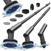HOTO Cordless Electric Spin Scrubber, IPX7 Full Body Waterproof Long Handle Scrub Brush with 6 Brush Heads for Bathroom Tile Floor Shower