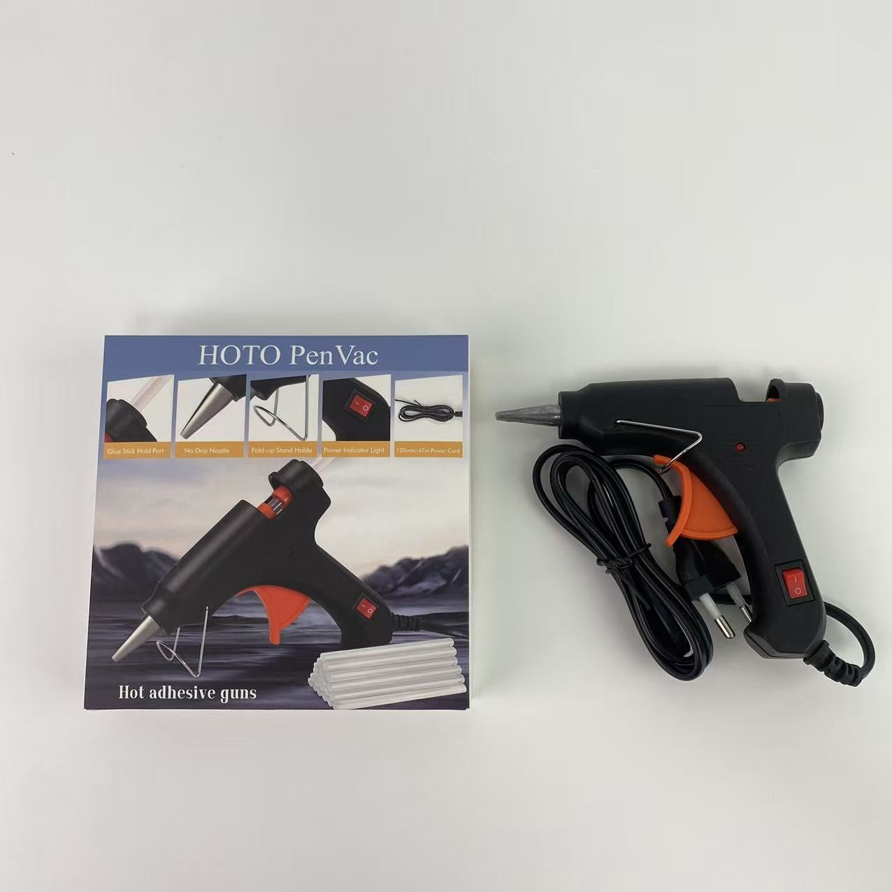 HOTO PenVac Hot adhesive guns,Hot Glue Gun, Fast Preheating Hot Melt, Mini Glue Gun for School Crafts DIY Arts and Quick Home Repairs, 20W Black