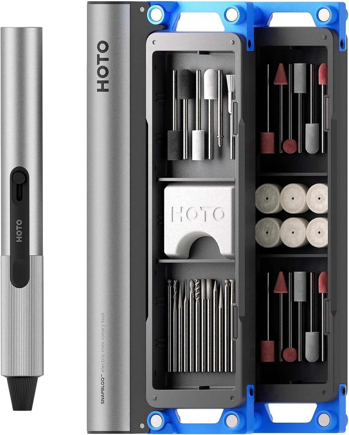 HOTO SNAPBLOQ™ R-A04 Mini Cordless Rotary Tool Kit, 22000 RPM Variable Speed, 38 Accessories, Powered Rotary Tool Accessory for 3D Printer Sanding, Engraving, Drilling, Polishing DIY Crafts