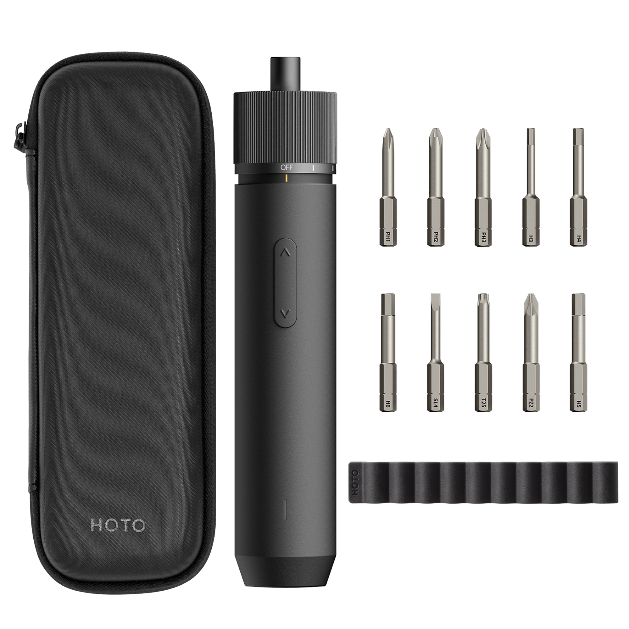 HOTO W1 Cordless Rechargeable Electric Screwdriver, Power Screwdriver Kit, 3 Adjustable Torque, 10 S2 Steel Bits, Led Light for Furniture Assembly