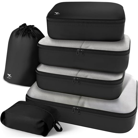 HOTOR 6 Pieces Packing Cubes for Travel Essentials, Space-Saving Suitcase Organizer