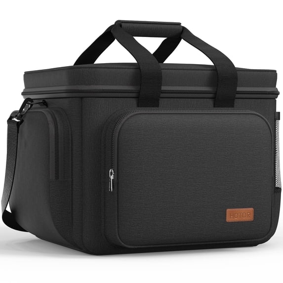 HOTOR Lunch Box for Men and Women - Premium Leak-Proof Insulated Lunch Bag with Adjustable Shoulder Strap, Large Capacity Cooler Lunch Bag, 14.9" x 12.1 x 10.9", Black