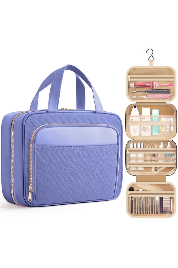 Toiletry Bag, Waterproof Hanging Organizer for Travel Size Toiletries, Makeup & Cosmetic Bag for Women & Men, 11.8'' x 4.5'' x 9.0', Aegean-Blue
