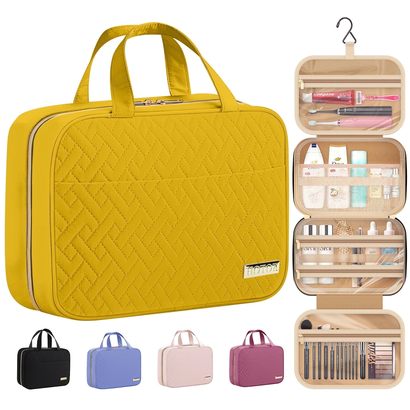 HOTOR Travel Toiletry Bag for Women & Men, Spacious Hanging Hook Makeup Bag for Travel Essentials, Yellow - Walmart.com HOTOR Travel Toiletry Bag for Women & Men, Spacious Hanging Hook Makeup Bag for Travel Essentials, Yellow - Walmart.com