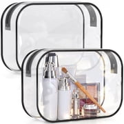 HOTOR Clear Toiletry Bag, TSA Approved, Waterproof Zippered Makeup & Toiletries Organizer, 6.0" x 8.8" x 2.2", 2-Pack