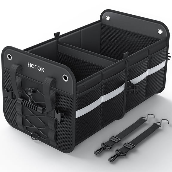 HOTOR Trunk Organizer - Collapsible Heavy-Duty Car Storage Box with Reflective Strips for SUV, Truck, Van