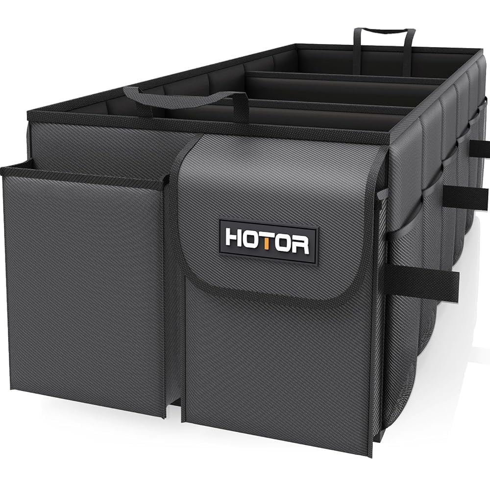 HOTOR Trunk Organizer for Car and SUV - Large-Capacity Car Organizer with Multiple Compartments, Foldable Car Organization for Car Accessories, Tools, Sundries, XX-Large, Black