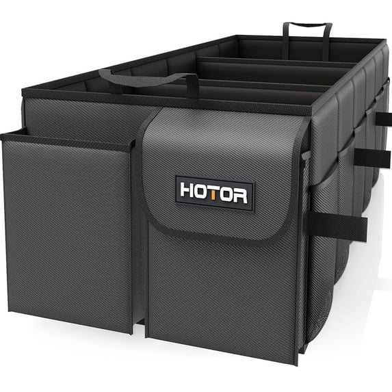 HOTOR Trunk Organizer for Car and SUV - Large-Capacity Car Organizer with Multiple Compartments, Foldable Car Organization for Car Accessories, Tools, Sundries, XX-Large, Black