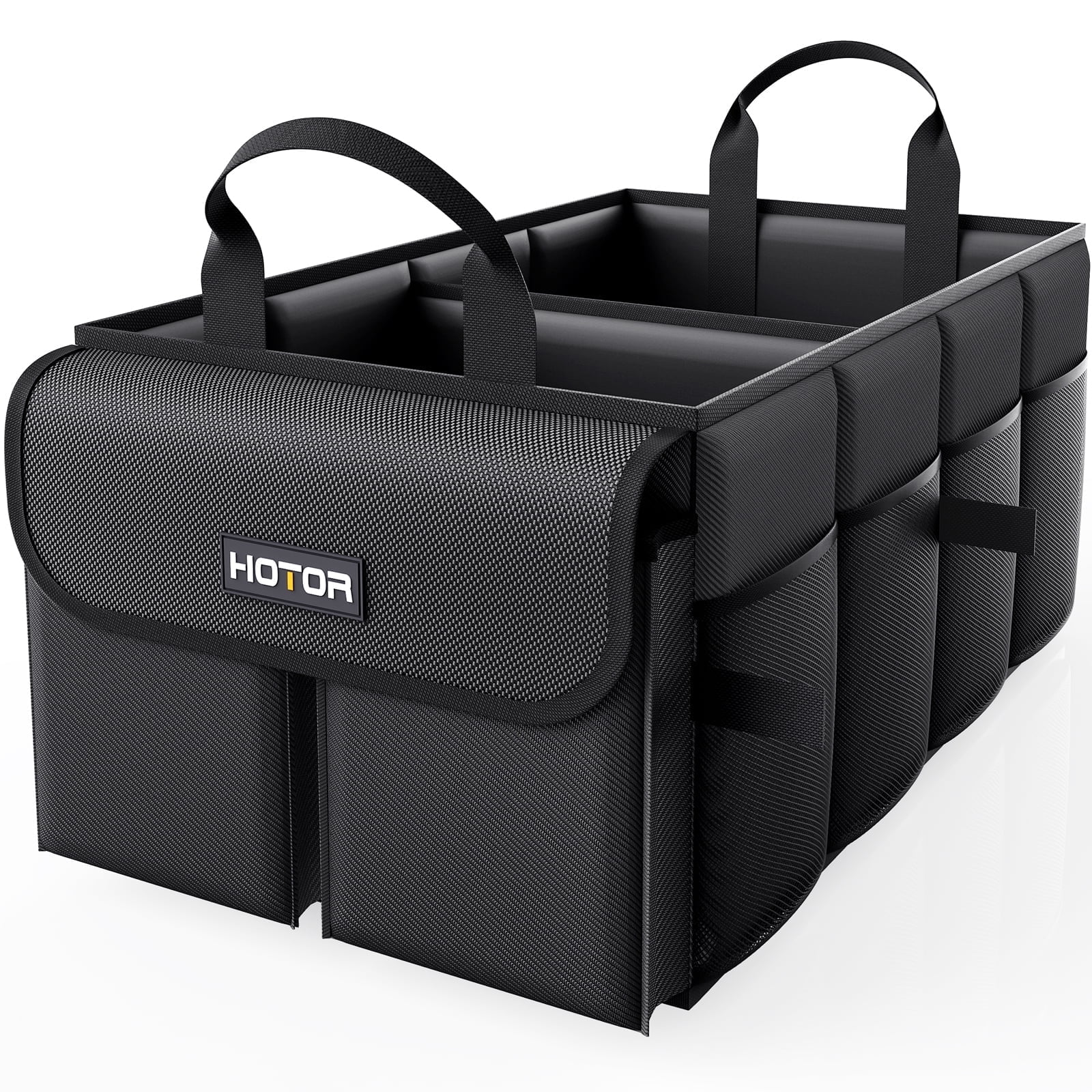 HOTOR Trunk Organizer for Car and SUV - Large-Capacity Car Organizer with Multiple Compartments, Foldable Car Organization for Car Accessories, Tools, Sundries, Black