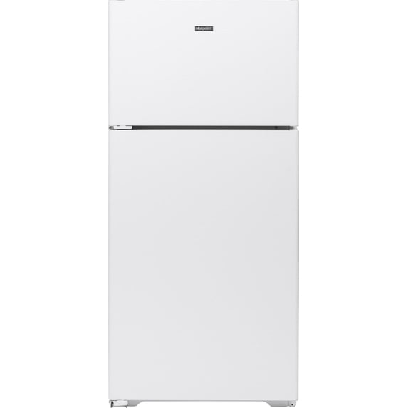 Hotpoint 15.6 Cu. Ft. Freestanding Top Freezer Refrigerator with LED Lighting in White HPE16BTNLWW