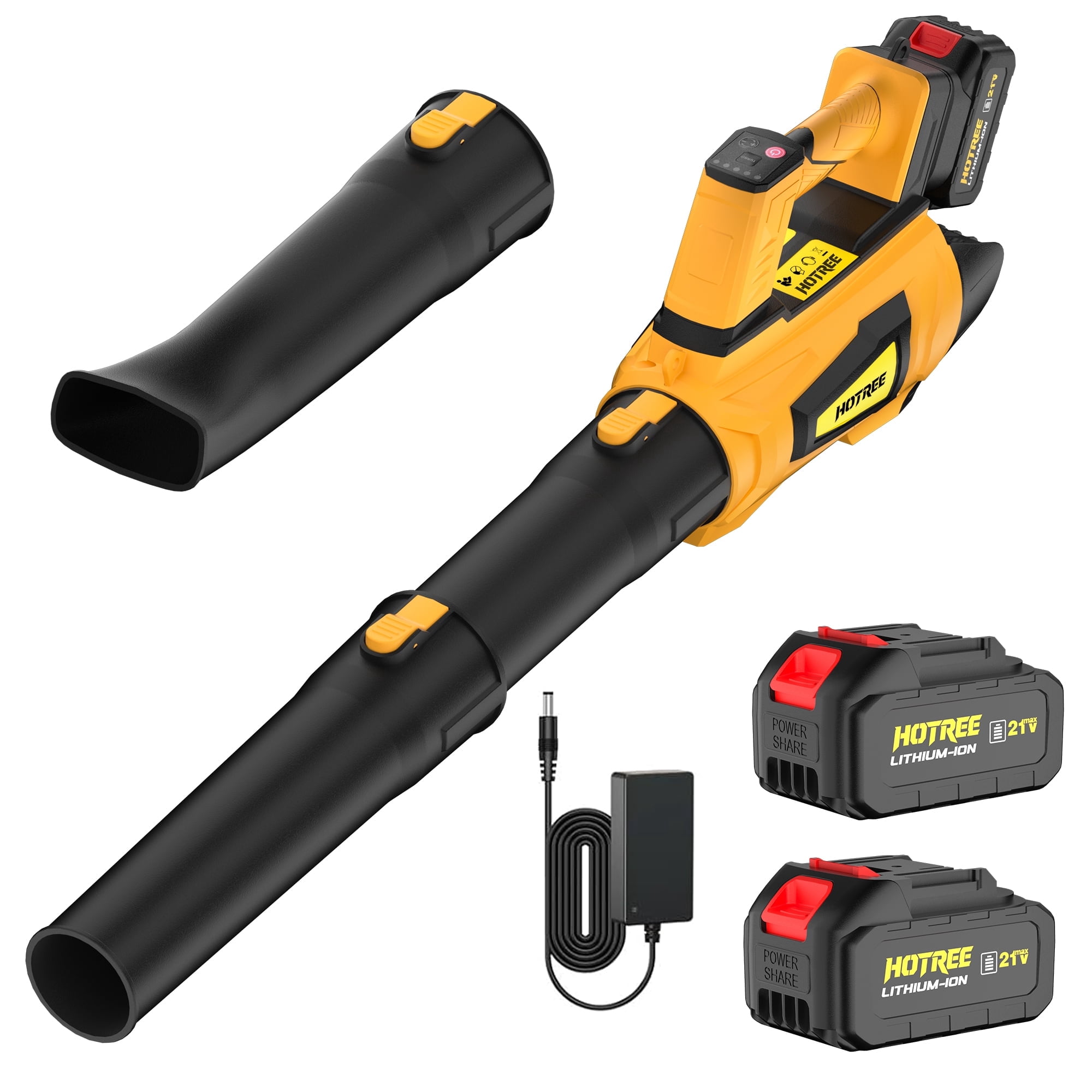 HOTREE Cordless Leaf Blower 600CFM 170MPH 6-Speed Leaf Blower 2x2.0Ah  Lightweight for Lawn Patio Garage