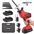 thumbnail image 1 of HOTREE Cordless Reciprocating Saw, Variable Speed, 2 x 2.0Ah Batteries, Blades Kit for Wood, Metal, PVC Cutting, Red, 1 of 8