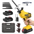 thumbnail image 1 of HOTREE Cordless Reciprocating Saw, Variable Speed, 2 x 2.0Ah Batteries, Blades Kit for Wood, Metal, PVC Cutting, Yellow, 1 of 8