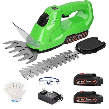 HOTREE 2-in-1 Cordless Hedge Trimmer, 25000 RPM, Battery Level Indicator, Suitable for Shrubs, Trees, Gardens, Patios, and Lawns