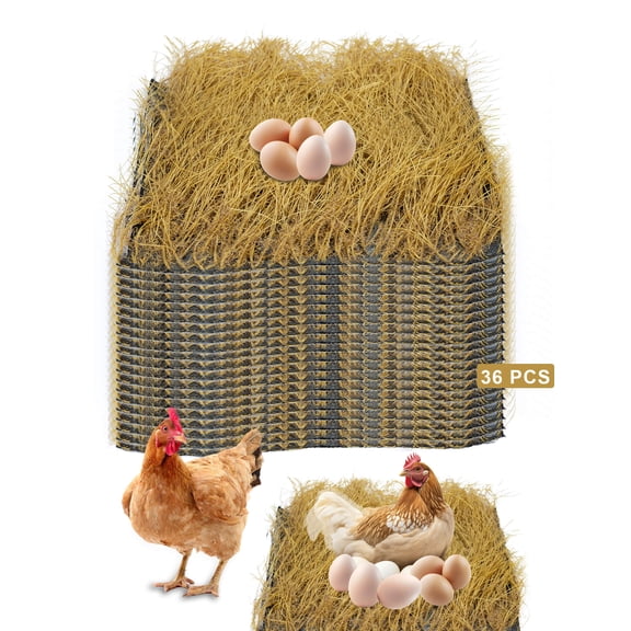 HOTSOUL 36 Pack Chicken Nesting Pads, 12x12 inch Yellow Artificial Grass Nesting Box Liners, Washable & Reusable Hen Nest Mats, Soft and Durable Coop Bedding