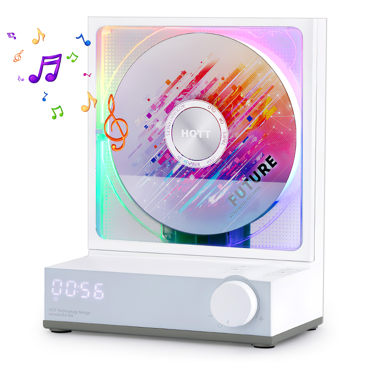 HOTT CD Player Portable Bluetooth Desktop CD Player for Home with Timer Built-in HiFi Speakers Radio CD Player with LCD Display RGB Light Support AUX USB TF Card Playback,CD Disc Transcript To TF Card - image 1 of 9
