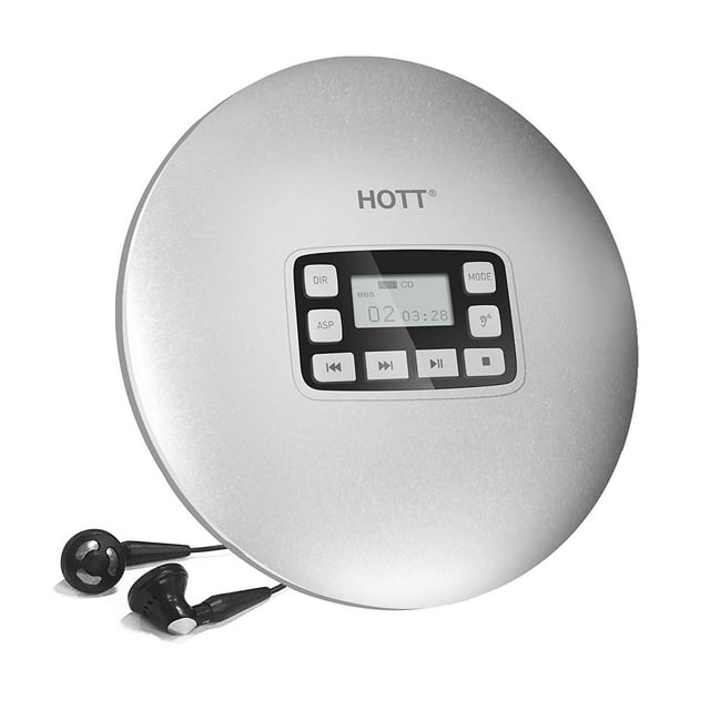 HOTT Portable CD Player CD611 Small Walkman CD Player with Stereo Headphones USB Cable LED Display Anti-Skip Anti-Shock Personal Compact Disc Music Player Silver