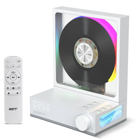 HOTT Portable Desktop CD Player with Bluetooth 5.3, HiFi Speakers, RGB ...