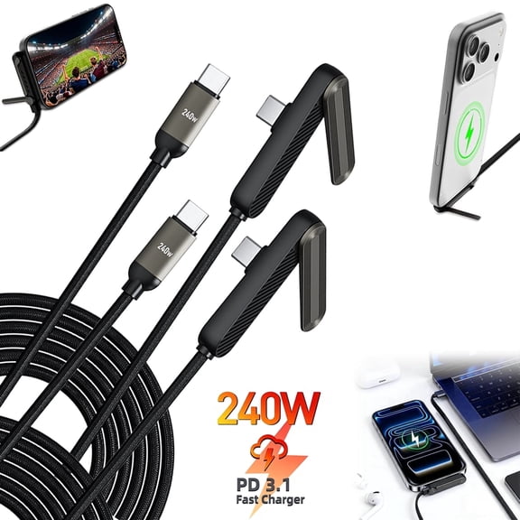HOTU USB C to USB C Cable 240W Fast Charging Type C Charger Cord (5ft,2Pack)Braided Foldable DurableUSBC Phone Charger Cable for iPhone 17 16 Pro Max iPad MacBook Samsung S26 S25 Ultra