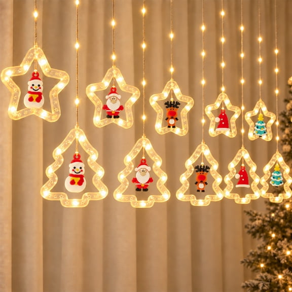 HOTU Christmas String Lights, 9.84 Ft 120 LED Battery Powered Fairy Lights with Remote, Waterproof 3D Hanging Lights for Indoor and Outdoor Xmas Decorations, 8 Lighting Modes, Warm White