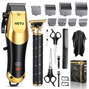HOTU Hair Clippers for Men, 20Pcs 2-in-1 Cordless Clippers and Trimmer Beard Set with LCD Display, Professional Barber Clippers Set for Home