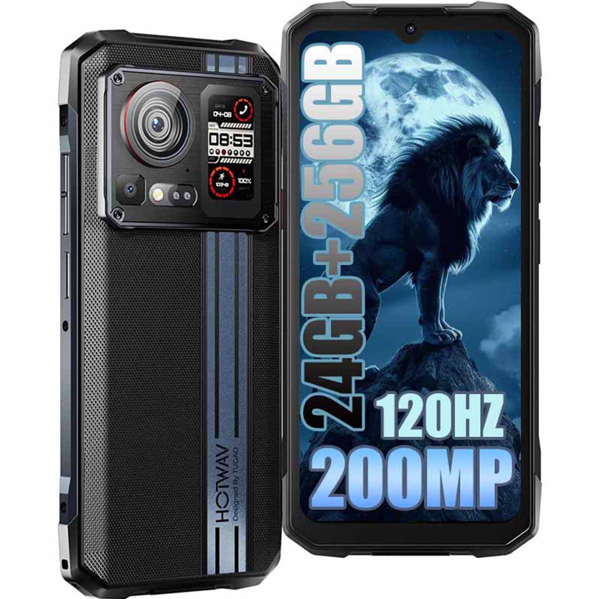 HOTWAV Cyber 15 Rugged Phone 200MP PixSmart G99 6.6'' FHD+ 120Hz 2K Smartphone 24(12+12)GB 256GB Ultra-Thin Mobile Phone
