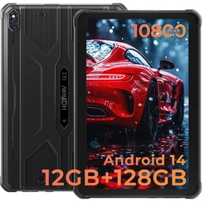 HOTWAV R8 Rugged Tablet Android 14, 10.1 inch HD Display 10800mAh Battery, Octa-Core 12GB RAM 128GB ROM 1TB Outdoor Tablet,Gray