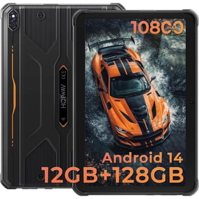 HOTWAV R8 Rugged Tablet Android 14, 10.1 inch HD Display 10800mAh Battery, Octa-Core 12GB RAM 128GB ROM 1TB Outdoor Tablet,Orange