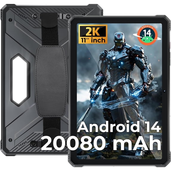 HOTWAV R9 Pro 2025 Rugged Tablet Android 14-2K 11 Inch 20080mAh Waterproof Tablet, 20GB 256GB/2TB SD Outdoor Tablets,Black