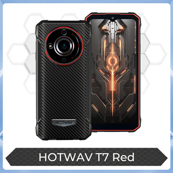 HOTWAV T7 Rugged Smartphone 6.52'' HD Ultra Thin 6280mAh Battery,Android 13,Black/Red