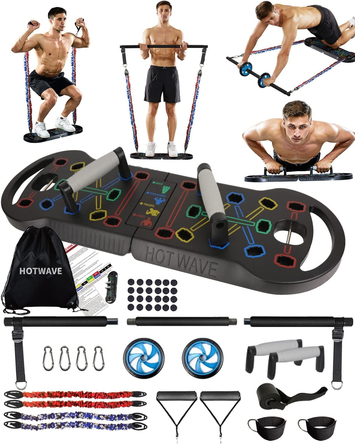 Planche de fitness Push Up, Portable et pliable 20 en 1 Barre