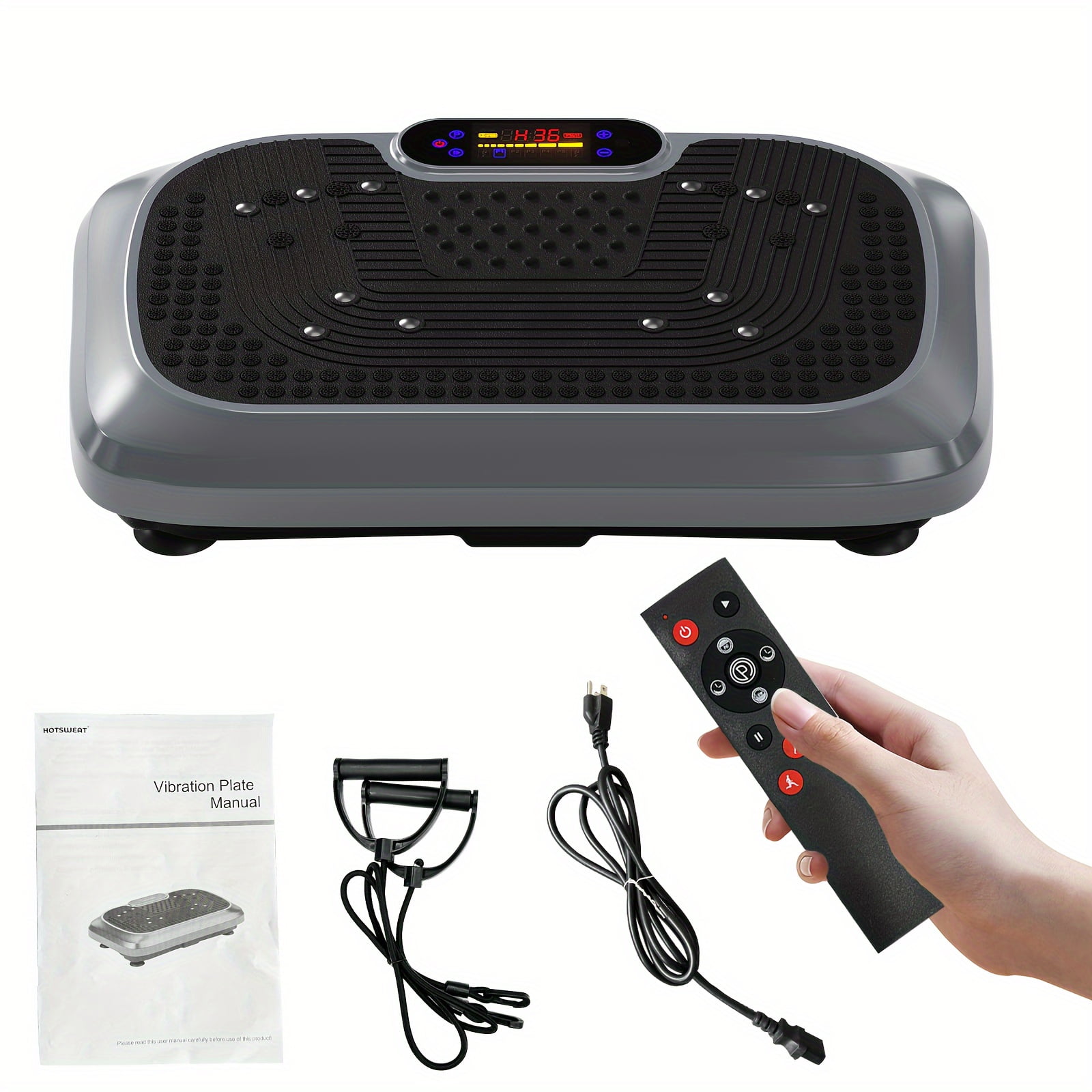 HOTWAVE Vibration Plate - 9 Modes Silent Motor 450LB Capacity, Full-Body Home Fitness Lymphatic Drainage Platform
