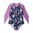 thumbnail image 1 of HOTWINTER Girls Long Sleeve One Piece Swimsuit Zipper Rashguard Swimwear 2-12 Years, 1 of 7
