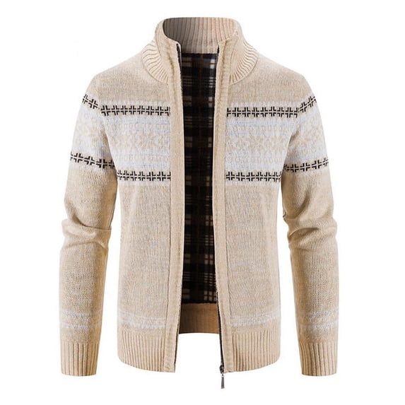 HOTWINTER Mens Knitted Cardigan Zip up Stand Collar Regular Fit Sweater Coats Fashion Fall Winter Casual Mens Cardigan Outerwear