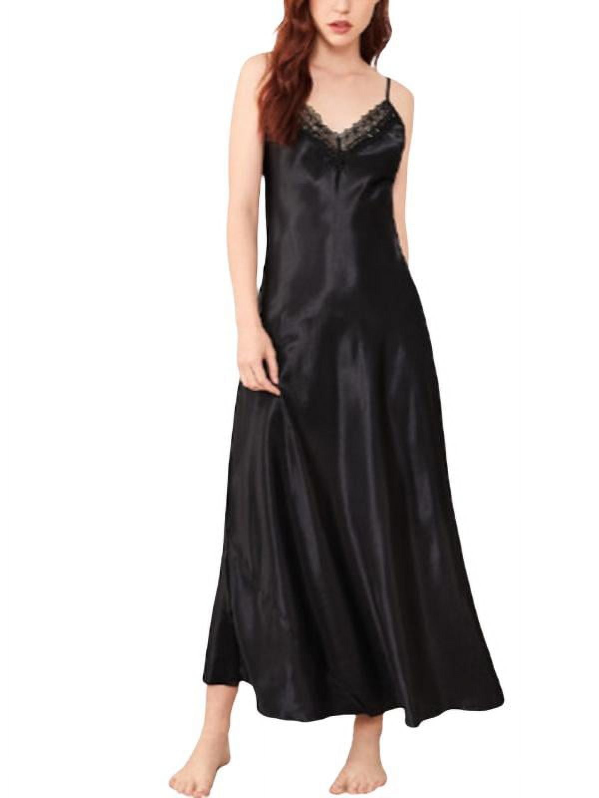 HOTWINTER Satin Nightgowns Long for Women Silk Chemise, Sexy Sleeveless  Full Slip Nightdress Strap Sleepwear