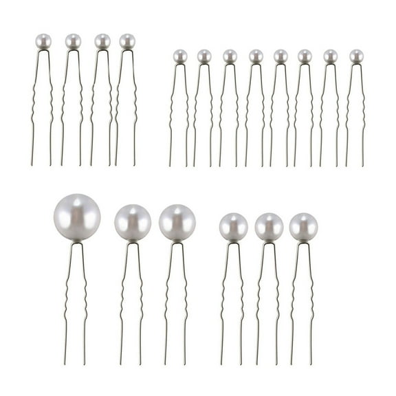 HOTYA Alloy U Shaped Hairpins with Pearl Decor Hair Stick Fork Retro Style Chignon Pins for Women Girls Hair Accessories