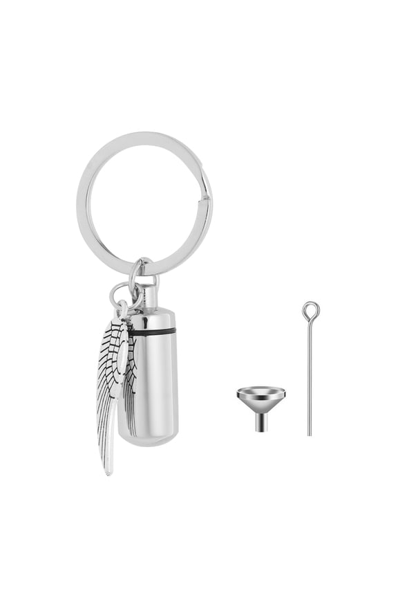 Angel Wing Urn Keychain Stainless Steel Memorial Ashes Jewelry Birthday Present